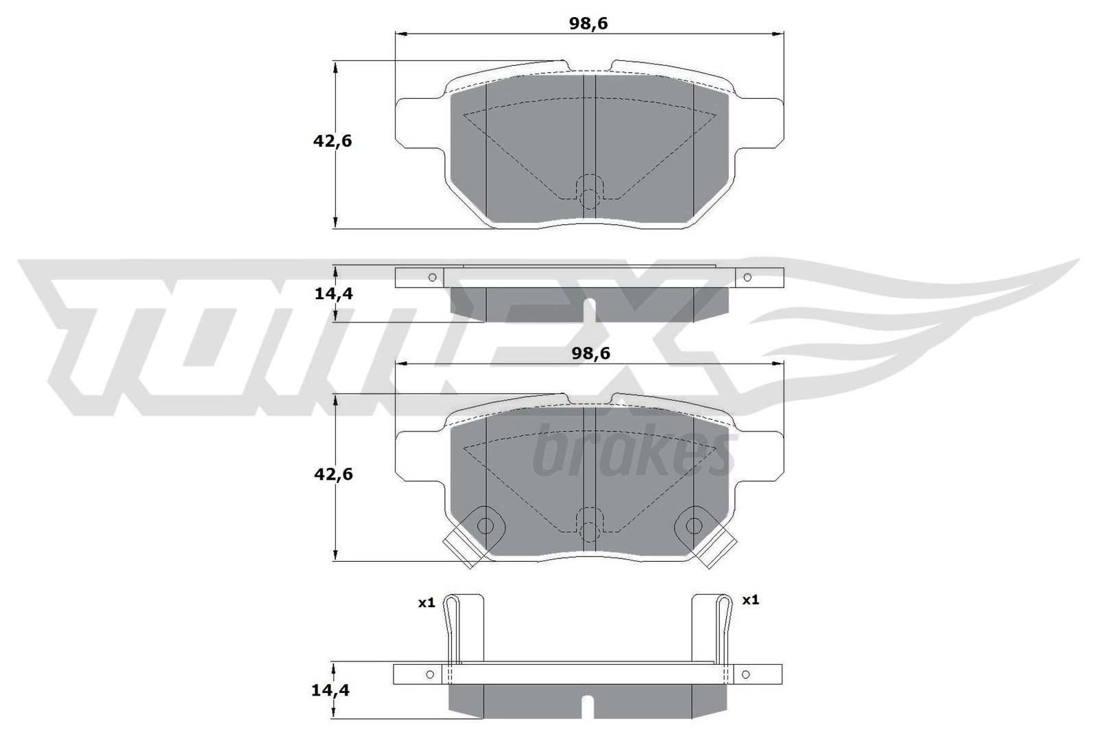 Obrázok Sada brzdových platničiek kotúčovej brzdy TOMEX Brakes  TX1501